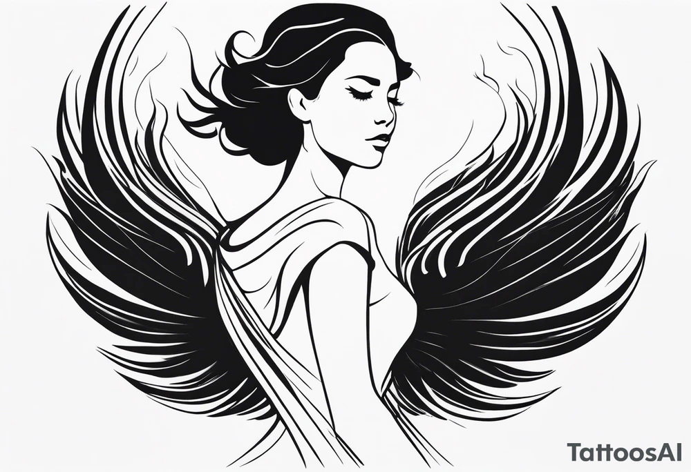 Woman rising into the phoenix tattoo idea