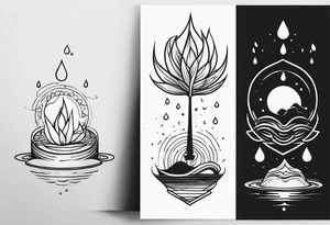 matching 2 separate tattoos . Water related. tattoo idea