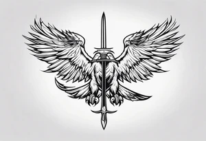 Eagle flying with sword in its claws tattoo idea