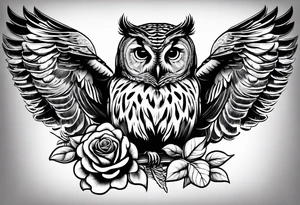 Barred owl and a rose tattoo idea