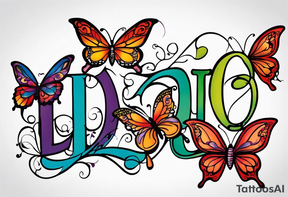 My'Liah name with butterflies tattoo idea