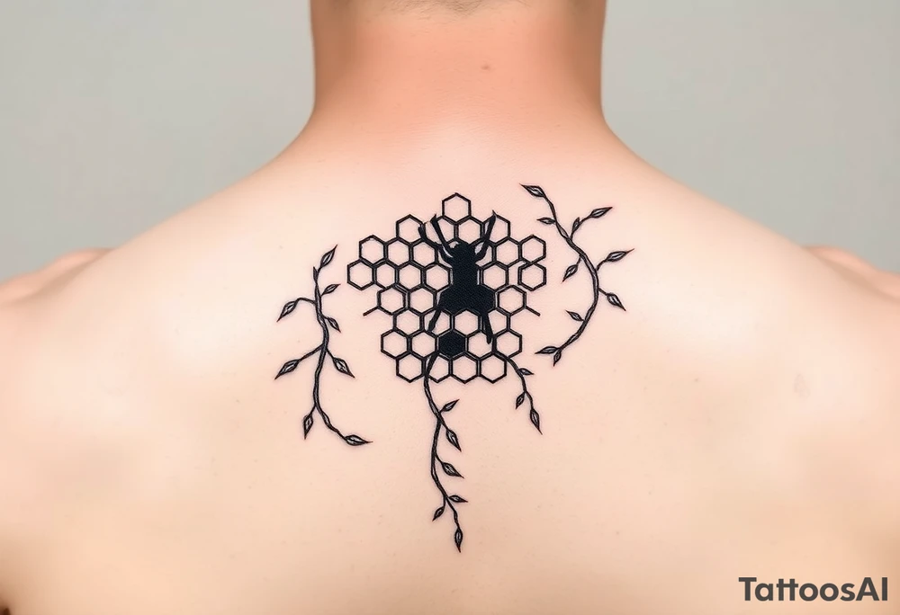 Honeycomb and vines tattoo idea