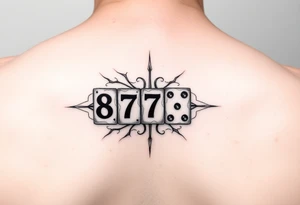 dominosteine mit den augen nummern 8 7 6 und beim letzten unten 6 und oben die Inizialen JH tattoo idea