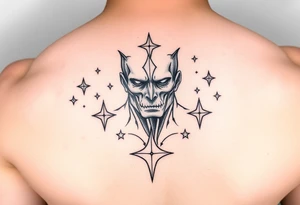 powerful human with stars tattoo idea
