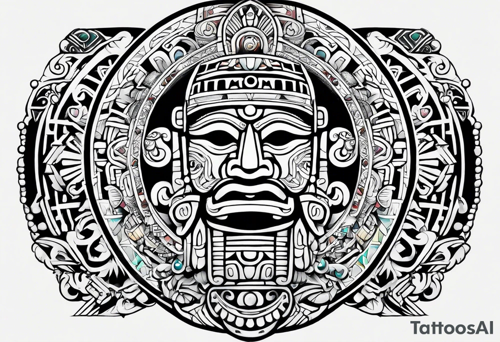 Glyph Mayan sculpture tattoo idea