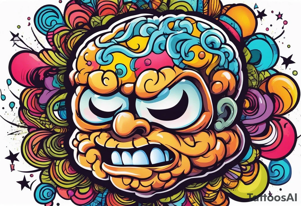 anthropomorphic brain with depression tattoo idea