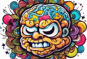 anthropomorphic brain with depression tattoo idea