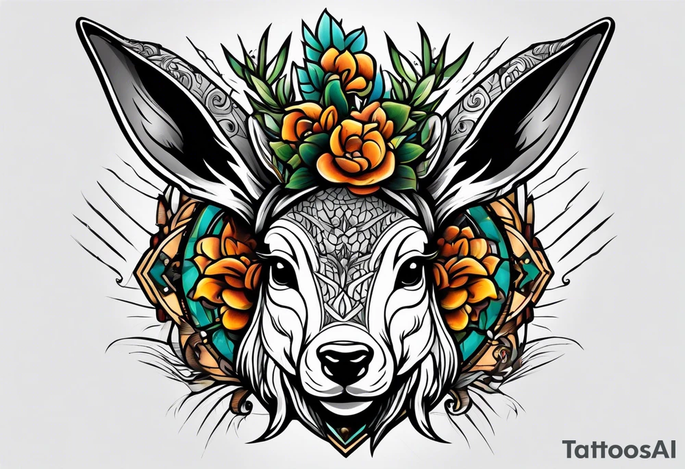 neo traditional jackelope tattoo idea