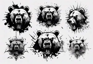 Angry bear coming up behind a city tattoo idea