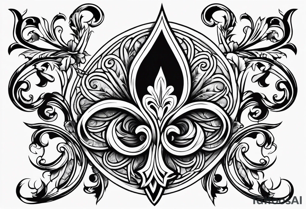 Fleur de lys celtique en flamme tattoo idea