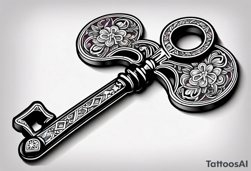 Heart shaped antique key tattoo idea
