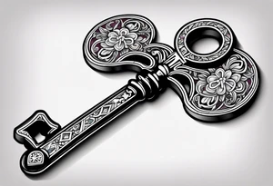 Heart shaped antique key tattoo idea