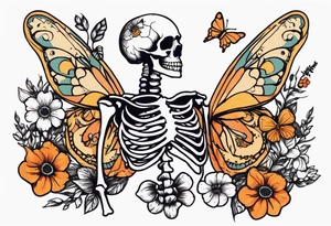 full body skeleton in pieces

 flowers and butterflies
simple design minimal words "dry bones come alive" tattoo idea