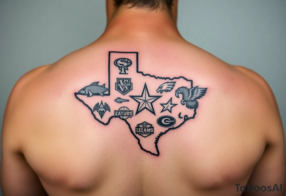 Combine all athletics Houston team logos into one nice one giant Texas tattoo idea