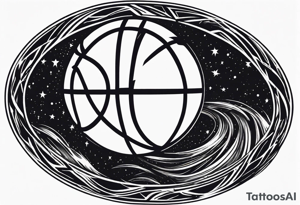 Basketball as a shooting star in a black hole that’s a basketball hoop tattoo idea