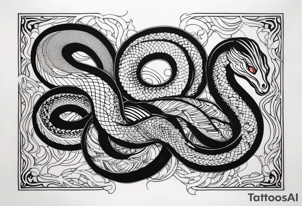 Sea mythical snakes tattoo idea