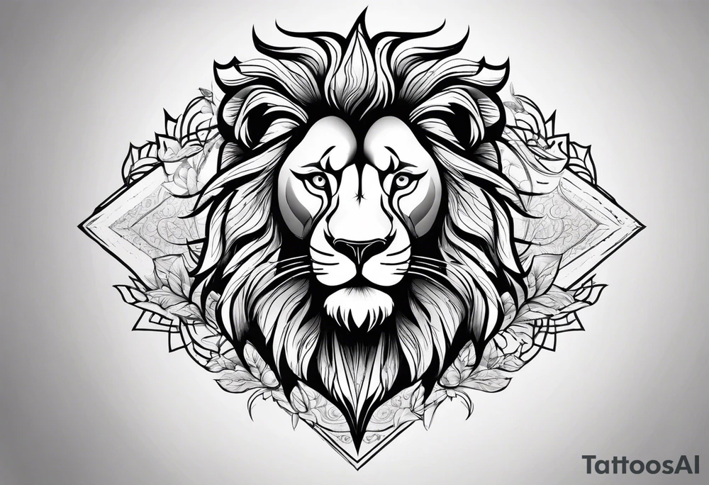 lion tattoo and popular background tattoo idea