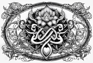 Long tattoo for arm. Lovecraftian creature, protecting a heart. Ctulhu. tattoo idea