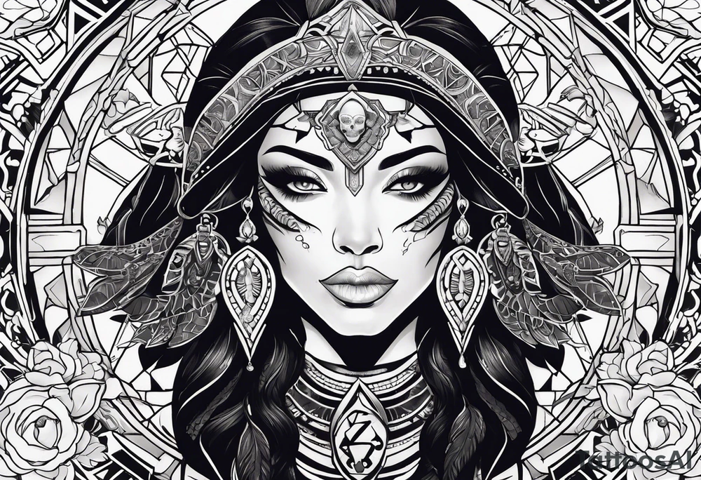 kali ma, alien goddess, valkrye, aries, pirate, divine feminine, zenza resonance, pachamama, lotus azul, blank panther, eagle, skull, 5D, nueva gaya, dna 12 tattoo idea