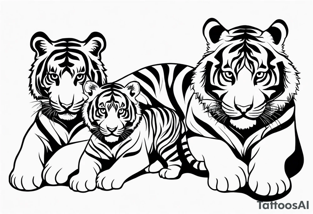 Tiger and 2 cubs tattoo idea