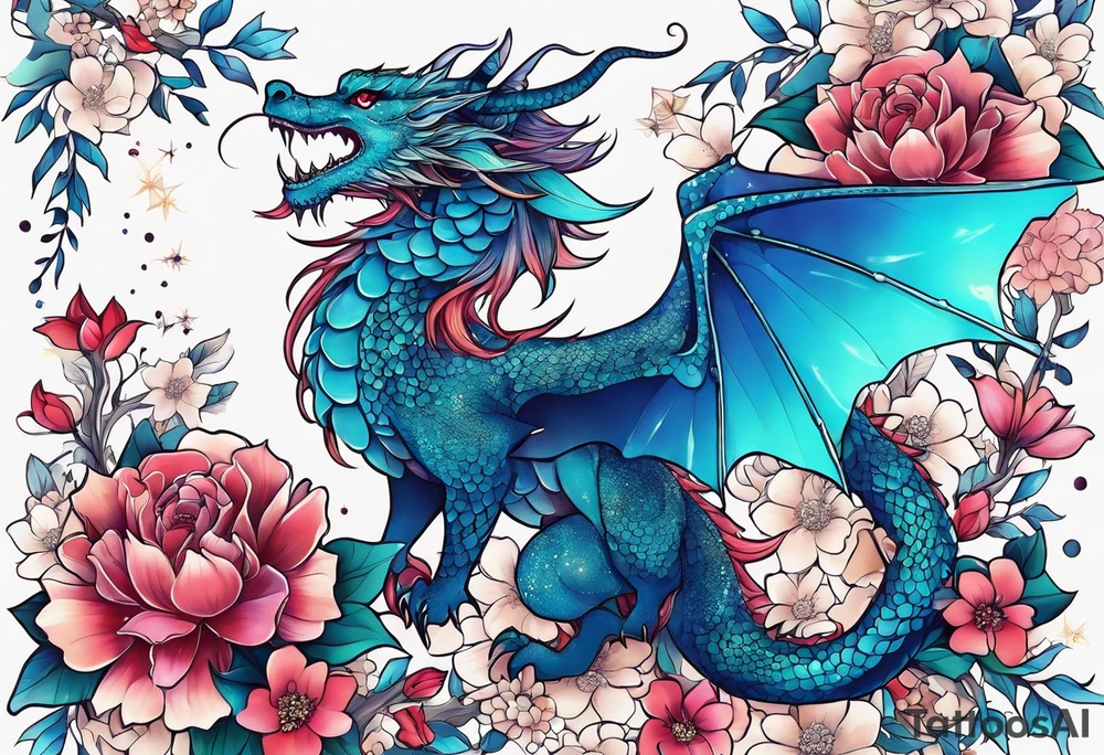 Constellation, wing , snow , cross , dragon female japan kawaii , flower tattoo idea