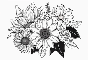 Sunflower daffodil, daisy, rose Adler, chrysanthemum, holly tattoo idea
