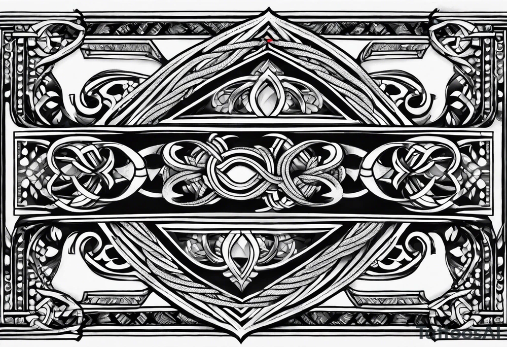 armband tattoo, masculine, narrow, horizontal with entangled rope pattern tattoo idea