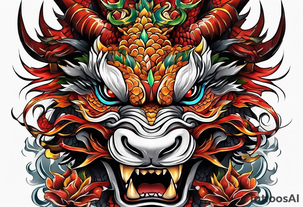 firedragon mask tattoo idea