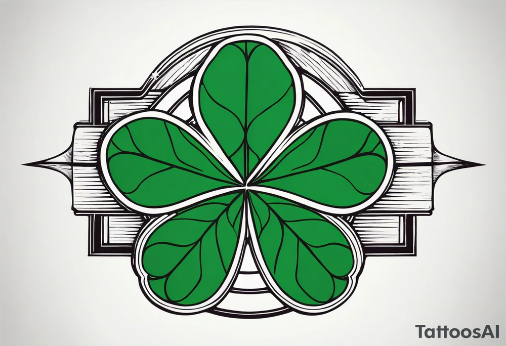 the star trek logo with a four leaf clover in the middle tattoo idea