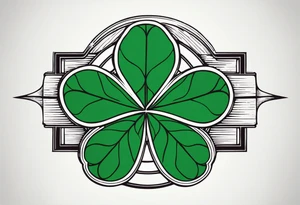 the star trek logo with a four leaf clover in the middle tattoo idea