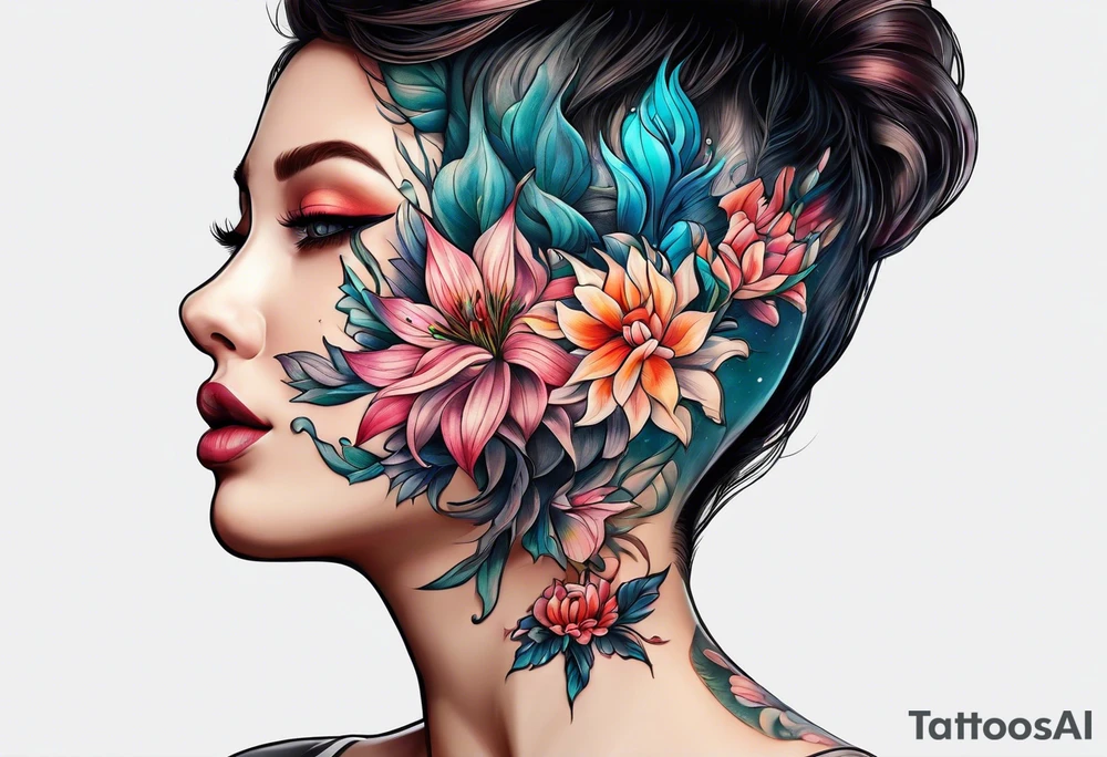 sea, flower tattoo idea
