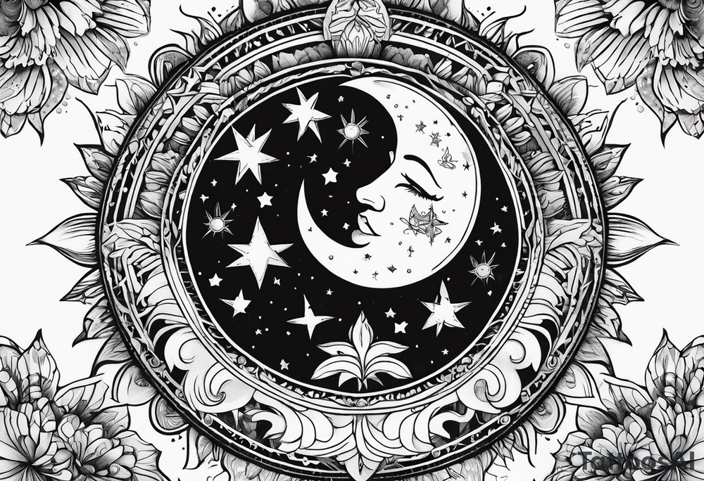 Sun and moon tattoo idea