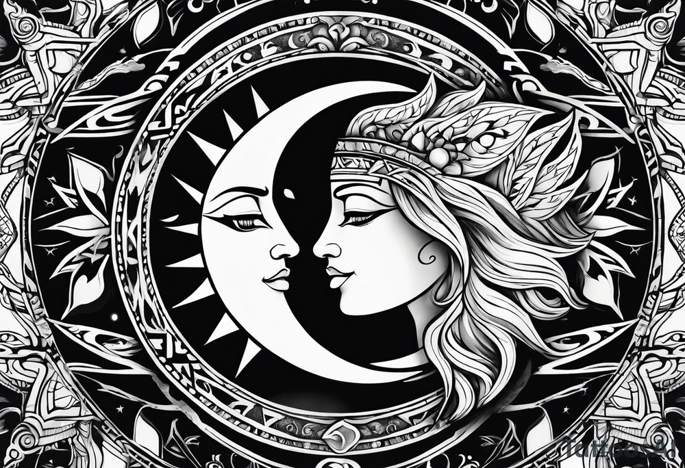 Sun and moon tattoo idea