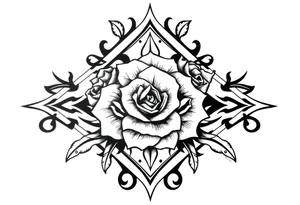 Roses inside of an elongated diamond shape tattoo idea