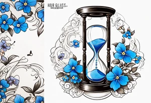 Hour glass, with falling forget me not petals tattoo idea