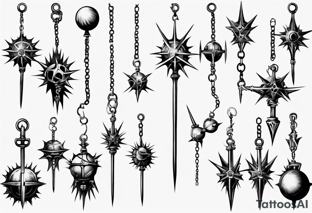 spiked ball mace on a chain tattoo idea