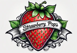 strawberry alone wrapped in banner saying Pops tattoo idea