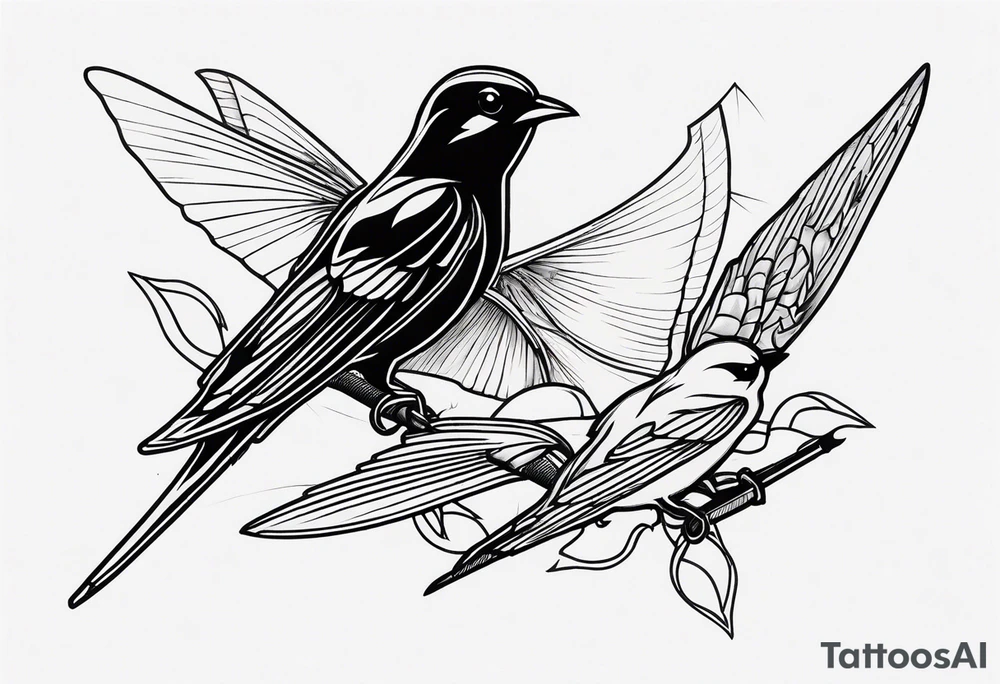 Spider and barn swallow and revolver tattoo idea