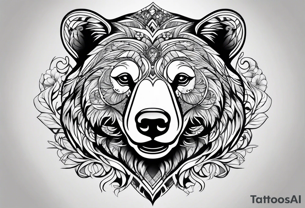 Bear face tattoo idea