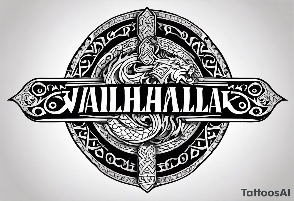Viking sword Valhalla dragon shield tattoo idea