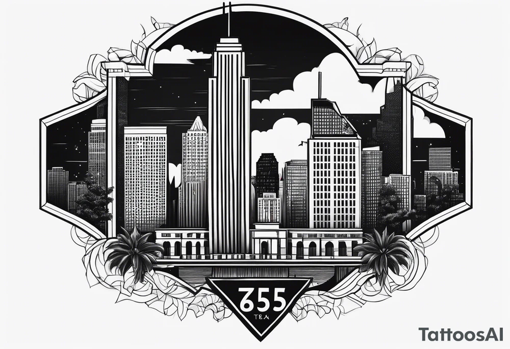 615 Area code numbers in texas with building behind it tattoo idea 615 Area code numbers in texas with building behind it tattoo idea