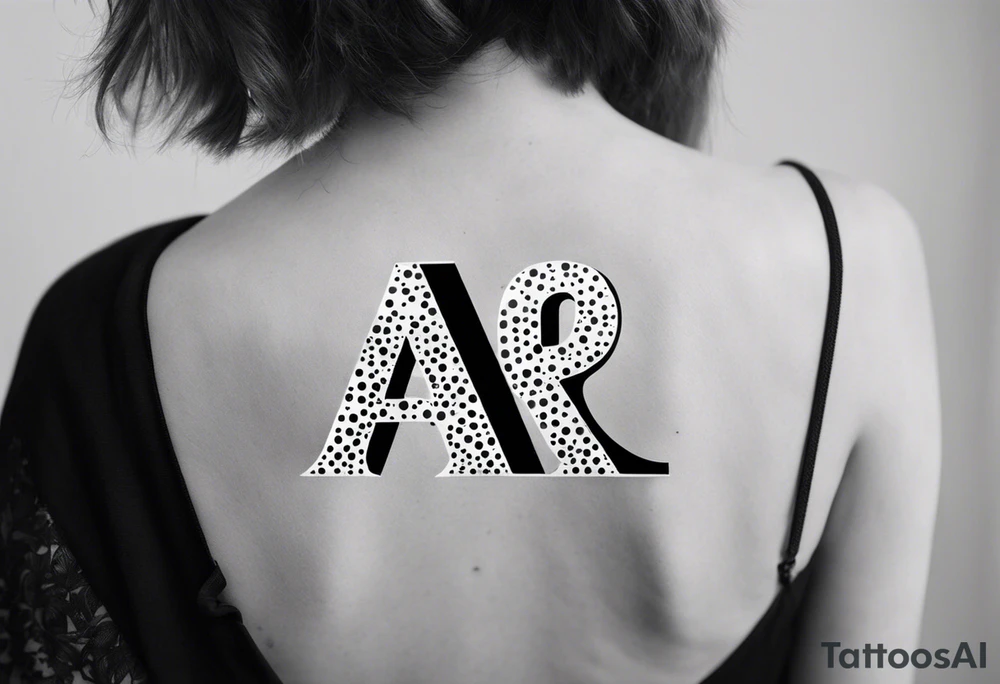 The letters AR together with the words always ready going down the side of the letters tattoo idea