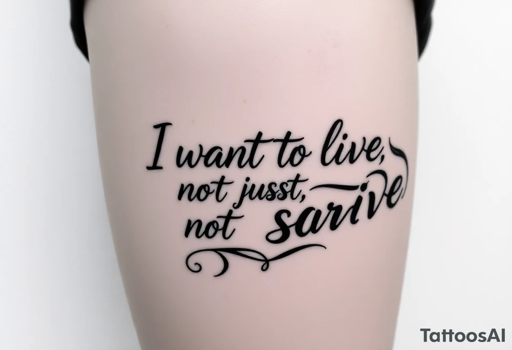 I wan't to live, not just survive in cursive tattoo idea