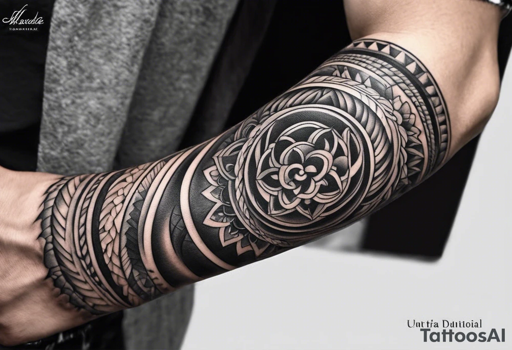 forearm masculine narrow band tattoo with rope pattern tattoo idea