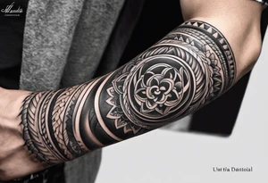 forearm masculine narrow band tattoo with rope pattern tattoo idea