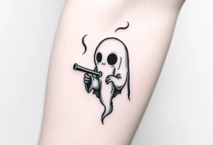 Cute ghost smoking a bong tattoo idea