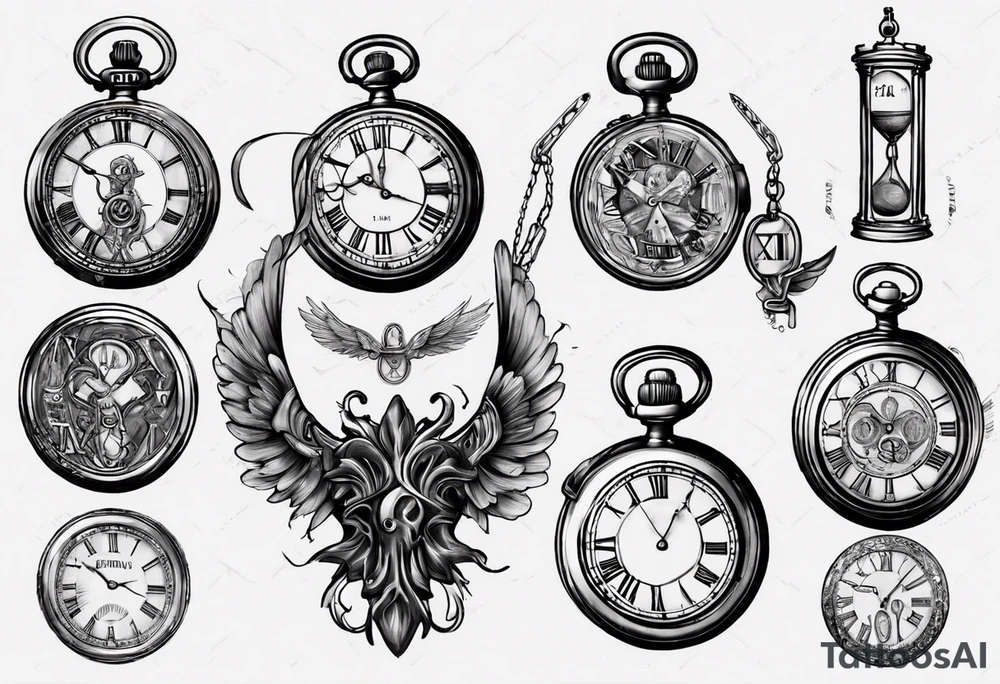 Roman numeral 4 highlighted on antient pocket watch tattoo idea