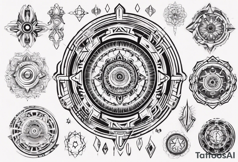 Make a mandala with a futuristic look tattoo idea