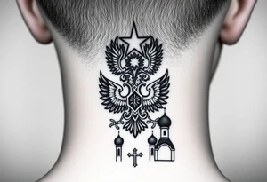 Top: Russian star 
Middle: russian double-headed eagle coat of arms
Bottom: Orthodox church dome with a cross tattoo idea