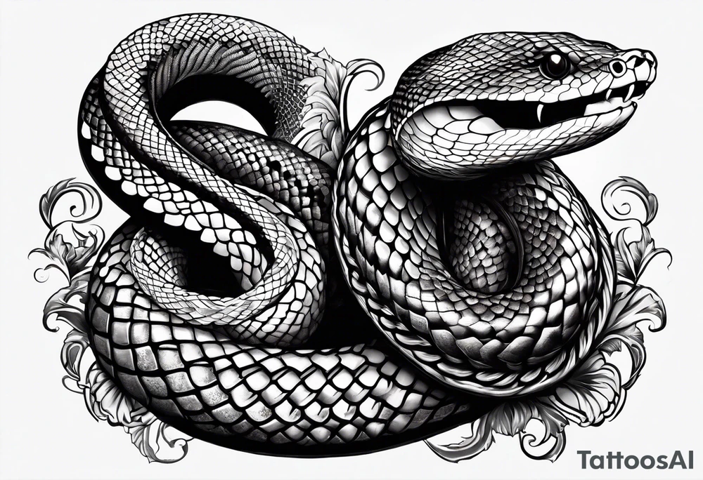 a snake who has swallowed a heart tattoo idea